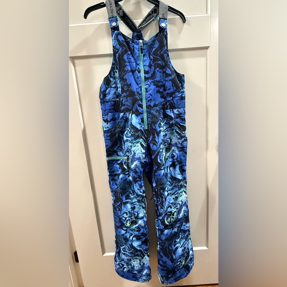 SOLD - Obermeyer Teal and Black print Ski Bibs Outerwear